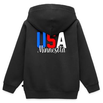Usa minnesota cadeau - Sweat Premium à capuche zippé enfant bio - noir - Dos - AI Model Kid Male (0cm)