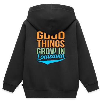 Wuchs In Louisiana geschenk - Kinder Premium Organic Zip Hoodie - Schwarz - Hinten - AI Model Kid Male (0cm)