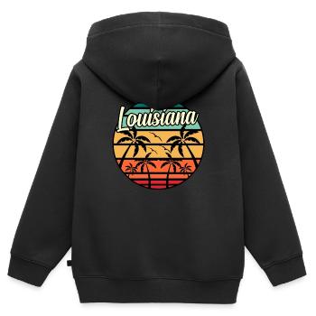 Louisiana Reist Geschenk - Kinder Premium Organic Zip Hoodie - Schwarz - Hinten - AI Model Kid Male (0cm)