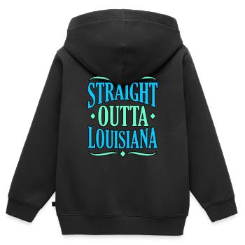 Direkt Aus Louisiana Geschenk - Kinder Premium Organic Zip Hoodie - Schwarz - Hinten - AI Model Kid Male (0cm)
