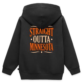 Cadeau direct du Minnesota - Sweat Premium à capuche zippé enfant bio - noir - Dos - AI Model Kid Male (0cm)