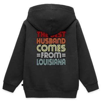 Louisiana-ehemann-geschenk - Kinder Premium Organic Zip Hoodie - Schwarz - Hinten - AI Model Kid Male (0cm)