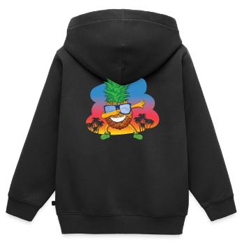 Beach 2022 Tropical Dabbing Pineapple Summer - Kinder Premium Organic Zip Hoodie - Schwarz - Hinten - AI Model Kid Male (0cm)
