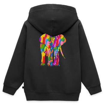 Elephant Colorful - Kids Premium Organic Zip-up Hoodie - black - Back - AI Model Kid Male (0cm)
