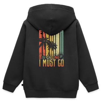 La Floride appelle vacances 2022 Tropical Hello Summer - Sweat Premium à capuche zippé enfant bio - noir - Dos - AI Model Kid Male (0cm)