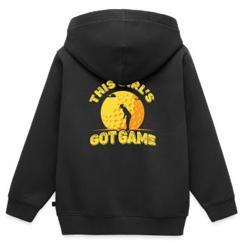 Dieses Mädchen Bekam Spiel-golfspieler-golfspieler - Kinder Premium Organic Zip Hoodie - Schwarz - Hinten - AI Model Kid Male (0cm)