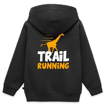 Trail Running Jogging Course Sports de plein air - Sweat Premium à capuche zippé enfant bio - noir - Dos - AI Model Kid Male (0cm)