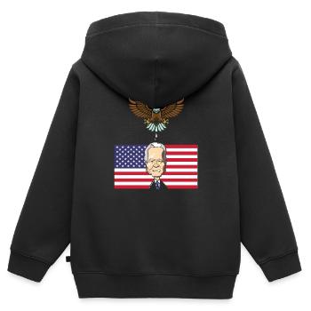 Biden Vogel Kackt USA American Flag - Kinder Premium Organic Zip Hoodie - Schwarz - Hinten - AI Model Kid Male (0cm)