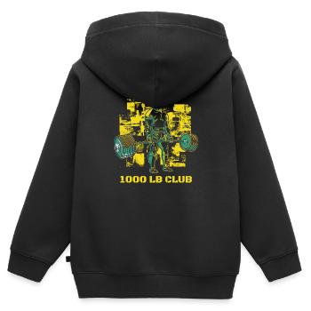 1000 Pounds Club Muscle Strong Men Gym Workout - Kids Premium Organic Zip-up Hoodie - black - Back - AI Model Kid Male (0cm)