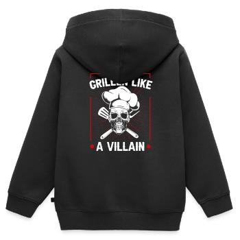 Grill grill maître BBQ - Sweat Premium à capuche zippé enfant bio - noir - Dos - AI Model Kid Male (0cm)