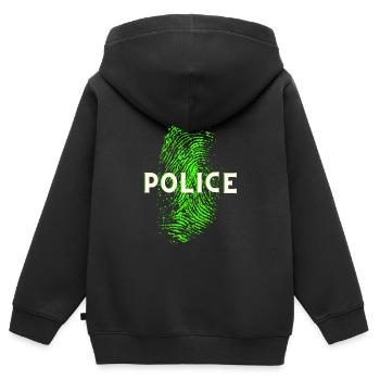 POLICE SCIENTIFIQUE EMPREINTE DIGITALE ADN - Sweat Premium à capuche zippé enfant bio - noir - Dos - AI Model Kid Male (0cm)