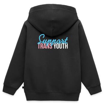 Support Trans Youth Shirt Geschenk - Kinder Premium Organic Zip Hoodie - Schwarz - Hinten - AI Model Kid Male (0cm)