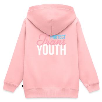 Protect Trans Youth Transsexuell Shirt - Kinder Premium Organic Zip Hoodie - Rosa - Hinten - AI Model Kid Female (0cm)