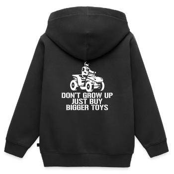 Ne grandissez pas, achetez simplement des jouets plus gros - Sweat Premium à capuche zippé enfant bio - noir - Dos - AI Model Kid Male (0cm)