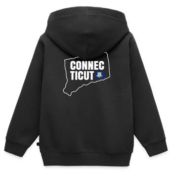 Connecticut zuhause stolz geschenk - Kinder Premium Organic Zip Hoodie - Schwarz - Hinten - AI Model Kid Male (0cm)