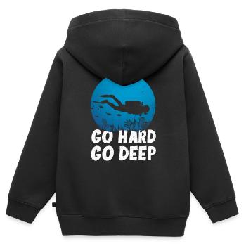 Sommer Lifetsyle Tauchen Tief Unterwasser Geschenk - Kinder Premium Organic Zip Hoodie - Schwarz - Hinten - AI Model Kid Male (0cm)