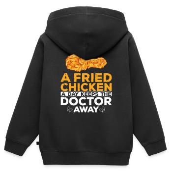 Brathähnchen Lifestyle Foodaholic Fast Food Gesche - Kinder Premium Organic Zip Hoodie - Schwarz - Hinten - AI Model Kid Male (0cm)