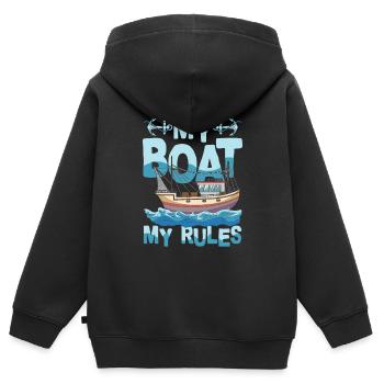 My Boat My Rules für einen Segler Kapitän Skipper - Kinder Premium Organic Zip Hoodie - Schwarz - Hinten - AI Model Kid Male (0cm)