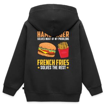 Fleischige Burger Fast Food Foodaholic Lifestyle G - Kinder Premium Organic Zip Hoodie - Schwarz - Hinten - AI Model Kid Male (0cm)