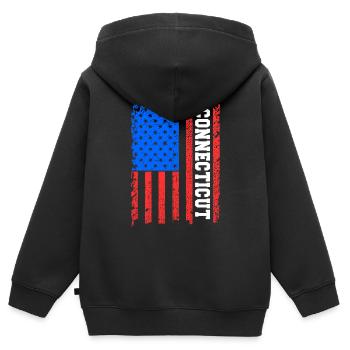 Connecticut Usa flaggen geschenk - Kinder Premium Organic Zip Hoodie - Schwarz - Hinten - AI Model Kid Male (0cm)