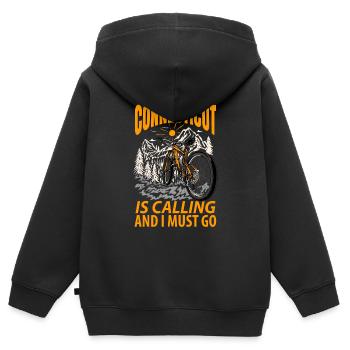 Cadeau de voyage dans le Connecticut - Sweat Premium à capuche zippé enfant bio - noir - Dos - AI Model Kid Male (0cm)