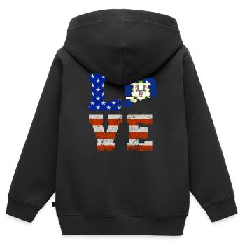 Liebes connecticut geschenk - Kinder Premium Organic Zip Hoodie - Schwarz - Hinten - AI Model Kid Male (0cm)