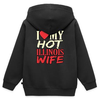 Illinois Frau Geschenk - Kinder Premium Organic Zip Hoodie - Schwarz - Hinten - AI Model Kid Male (0cm)