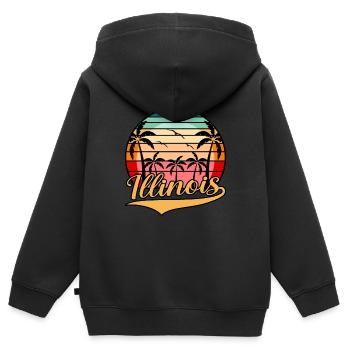 Illinois Reisendes Geschenk - Kinder Premium Organic Zip Hoodie - Schwarz - Hinten - AI Model Kid Male (0cm)
