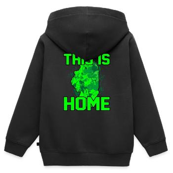 Zuhause Illinois Geschenk - Kinder Premium Organic Zip Hoodie - Schwarz - Hinten - AI Model Kid Male (0cm)