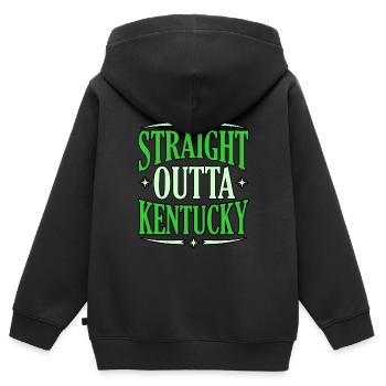 Besuch In Kentucky Gift - Kinder Premium Organic Zip Hoodie - Schwarz - Hinten - AI Model Kid Male (0cm)
