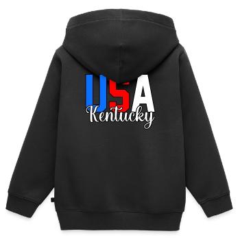 Usa kentucky geschenk - Kinder Premium Organic Zip Hoodie - Schwarz - Hinten - AI Model Kid Male (0cm)