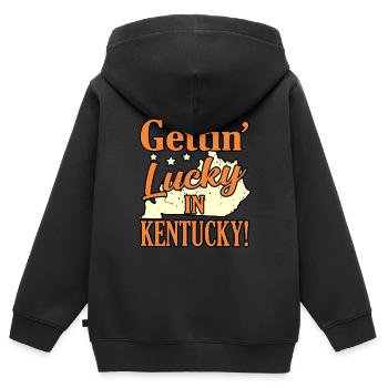 Glück In Kentucky geschenk - Kinder Premium Organic Zip Hoodie - Schwarz - Hinten - AI Model Kid Male (0cm)