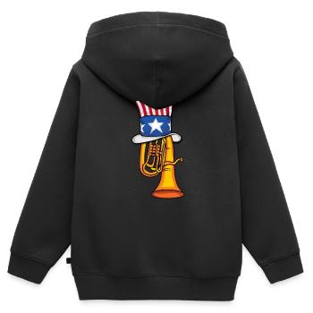 Tuba Musik USA 4th Of July Amerika Big Band Tuba - Kinder Premium Organic Zip Hoodie - Schwarz - Hinten - AI Model Kid Male (0cm)