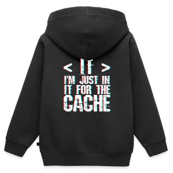 I'm Just In It For The Cache 3 - Kids Premium Organic Zip-up Hoodie - black - Back - AI Model Kid Male (0cm)