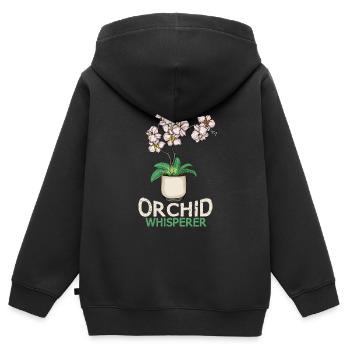 Orchidée Cadeau Femmes Fleur Fleuriste Orchidée - Sweat Premium à capuche zippé enfant bio - noir - Dos - AI Model Kid Male (0cm)