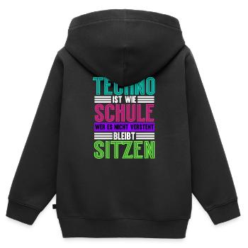 Techno Ist Wie Schule Techno - Kinder Premium Organic Zip Hoodie - Schwarz - Hinten - AI Model Kid Male (0cm)