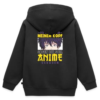 Anime Spruch Weeb Otaku - Kinder Premium Organic Zip Hoodie - Schwarz - Hinten - AI Model Kid Male (0cm)