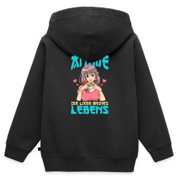 Anime Spruch Weeb Otaku - Kinder Premium Organic Zip Hoodie - Schwarz - Hinten - AI Model Kid Male (0cm)