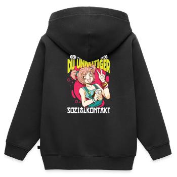 Anime Spruch Weeb Otaku - Kinder Premium Organic Zip Hoodie - Schwarz - Hinten - AI Model Kid Male (0cm)