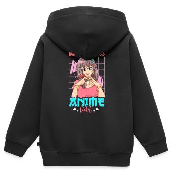 Anime Spruch Weeb Otaku - Kinder Premium Organic Zip Hoodie - Schwarz - Hinten - AI Model Kid Male (0cm)