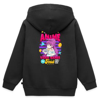 Anime Spruch Weeb Otaku - Kinder Premium Organic Zip Hoodie - Schwarz - Hinten - AI Model Kid Male (0cm)