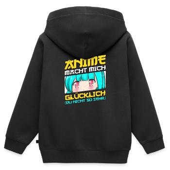 Anime Spruch Weeb Otaku - Kinder Premium Organic Zip Hoodie - Schwarz - Hinten - AI Model Kid Male (0cm)
