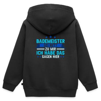 Rettungsschwimmer Bademeister - Kinder Premium Organic Zip Hoodie - Schwarz - Hinten - AI Model Kid Male (0cm)