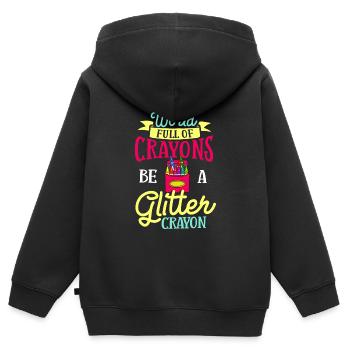 Crayon Box Colored Pencil Wax Case Wax Crayon - Kids Premium Organic Zip-up Hoodie - black - Back - AI Model Kid Male (0cm)