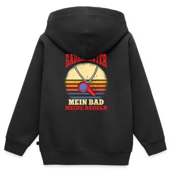Rettungsschwimmer Bademeister - Kinder Premium Organic Zip Hoodie - Schwarz - Hinten - AI Model Kid Male (0cm)