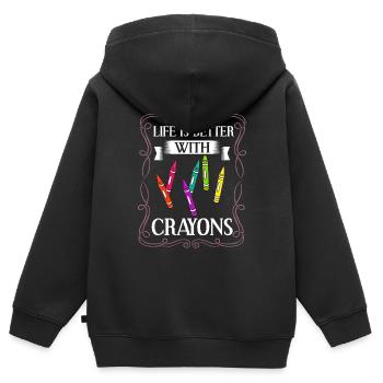 Crayon Box Colored Pencil Wax Case Wax Crayon - Kids Premium Organic Zip-up Hoodie - black - Back - AI Model Kid Male (0cm)