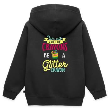 Crayon Box Colored Pencil Wax Case Wax Crayon - Kids Premium Organic Zip-up Hoodie - black - Back - AI Model Kid Male (0cm)