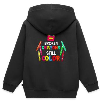 Crayon Box Colored Pencil Wax Case Wax Crayon - Kids Premium Organic Zip-up Hoodie - black - Back - AI Model Kid Male (0cm)
