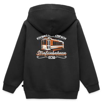 Straßenbahn Straßenbahnfahrer Tram Trambahn - Kinder Premium Organic Zip Hoodie - Schwarz - Hinten - AI Model Kid Male (0cm)