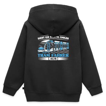 Straßenbahn Straßenbahnfahrer Tram Trambahn - Kinder Premium Organic Zip Hoodie - Schwarz - Hinten - AI Model Kid Male (0cm)